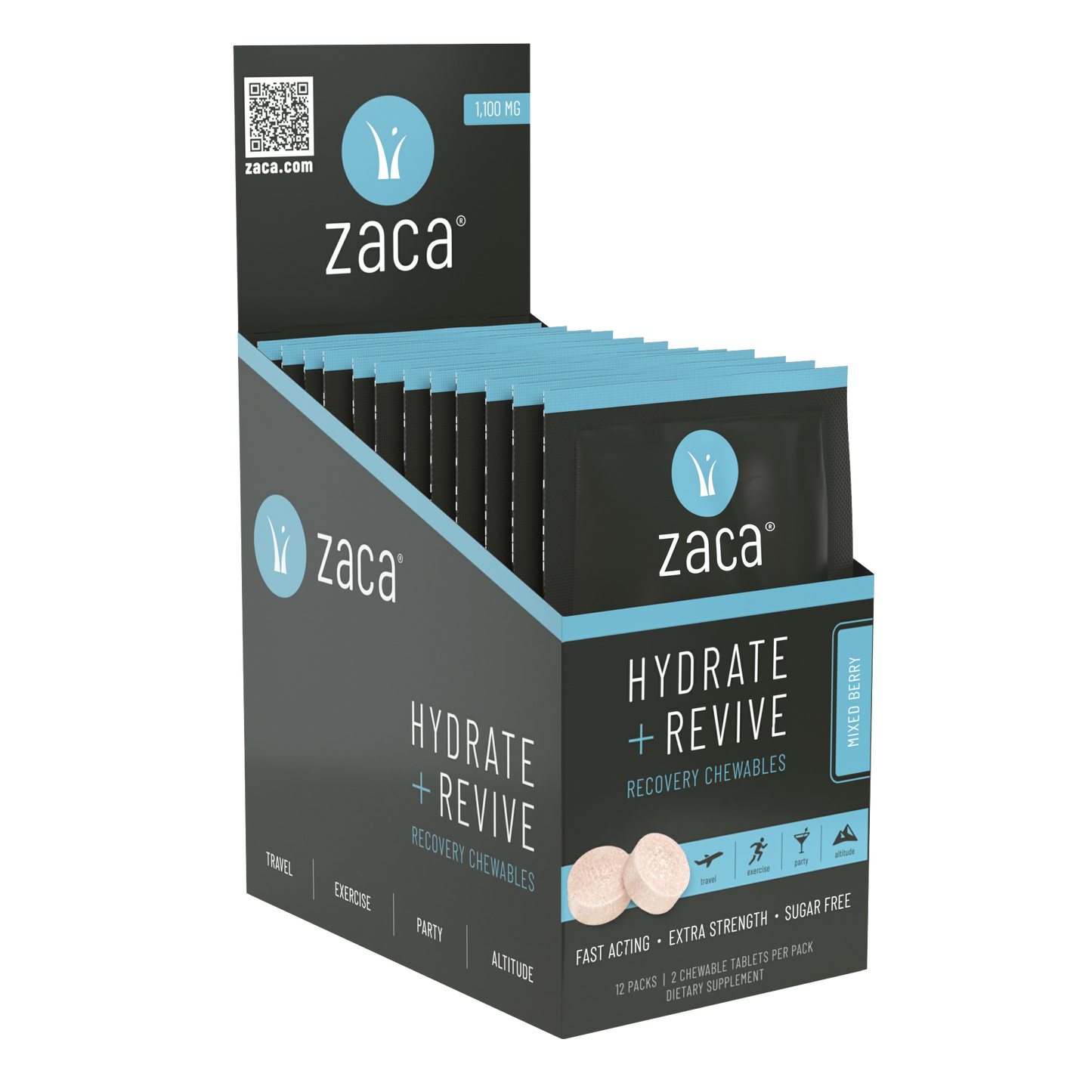 Zaca, Hydrate + Revive Chewable - Mixed Berry
