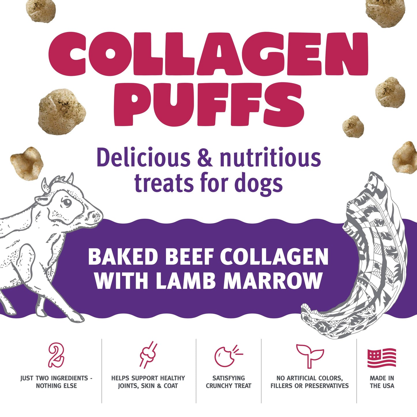Icelandic+ Beef Collagen Puffs with Marrow for Dogs 2.5-oz