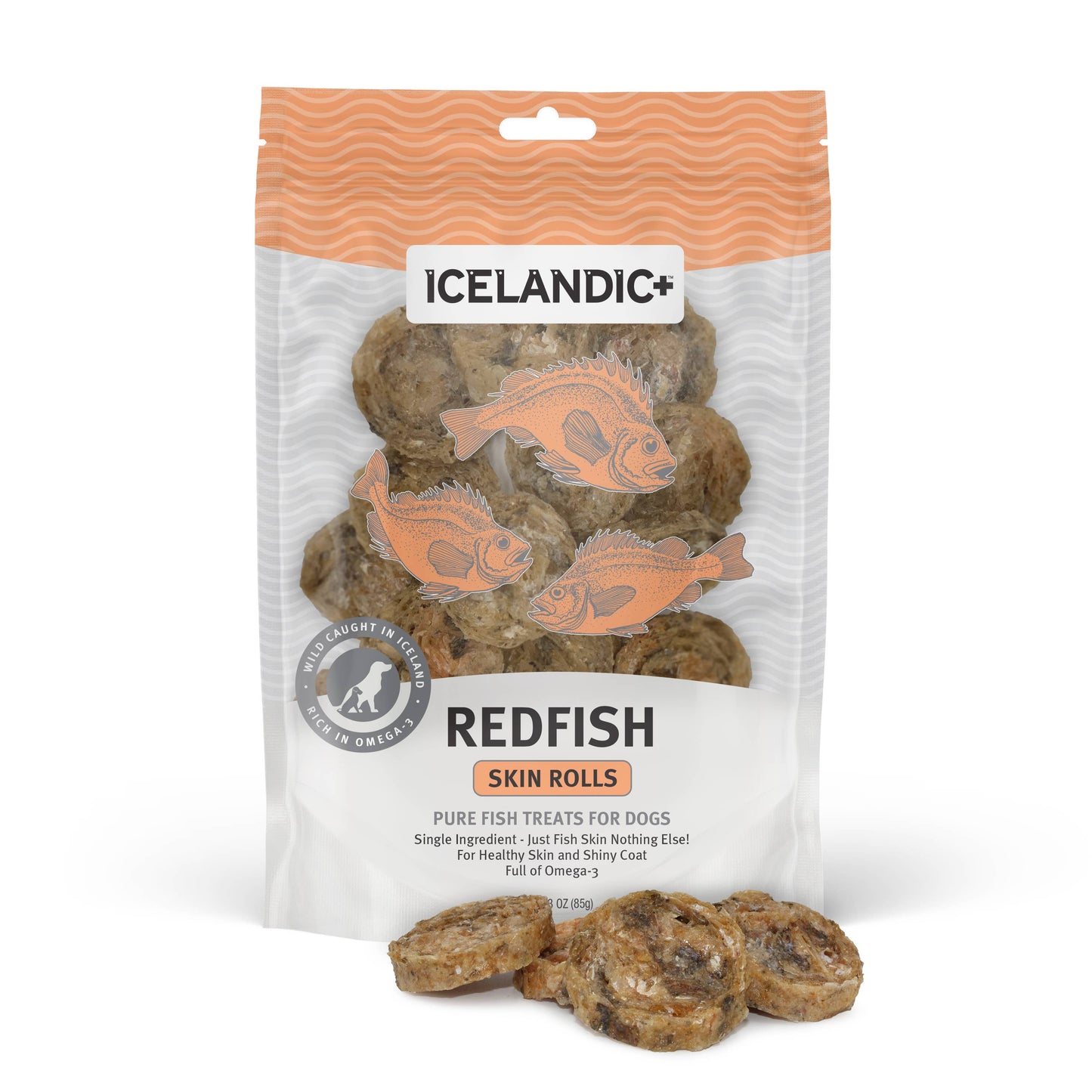 Icelandic+ Redfish Skin Rolls Dog Treat 3-oz Bag