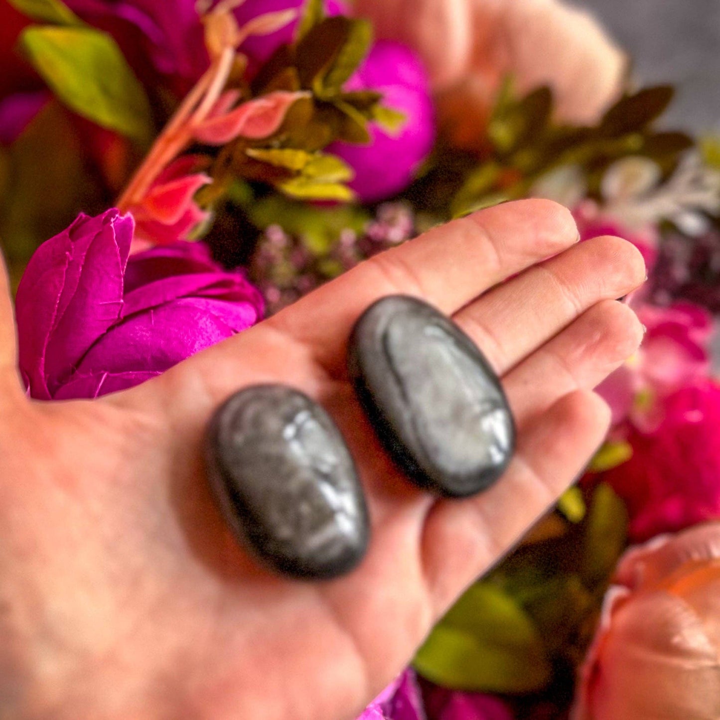 Palm Stones, Silver Obsidian