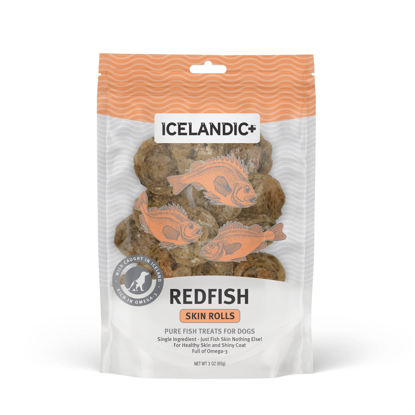 Icelandic+ Redfish Skin Rolls Dog Treat 3-oz Bag