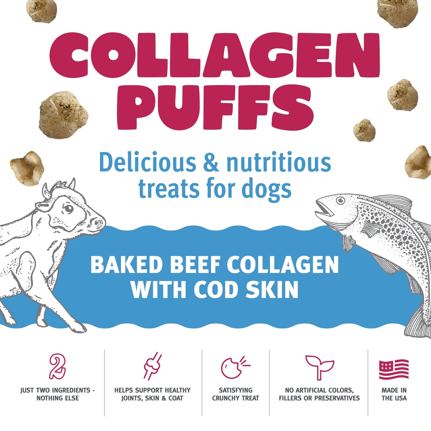 Icelandic+ Beef Collagen Puffs w/ Cod Skin Small Dogs 1.3-oz