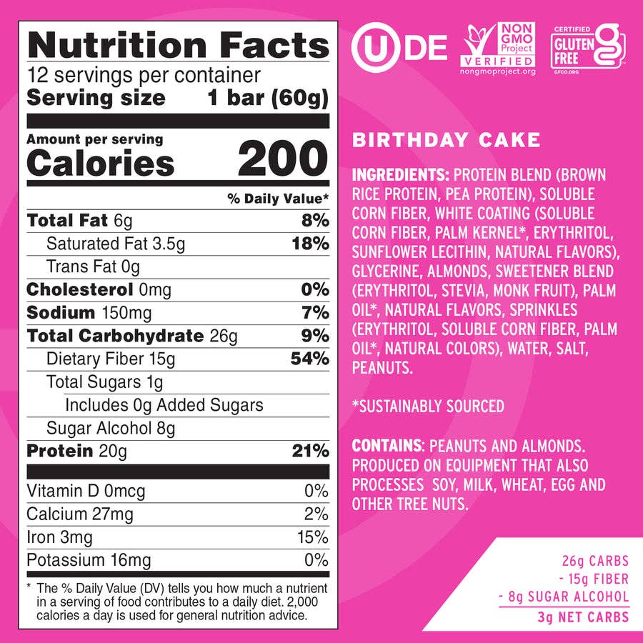No Cow Protein Bars, Birthday Cake