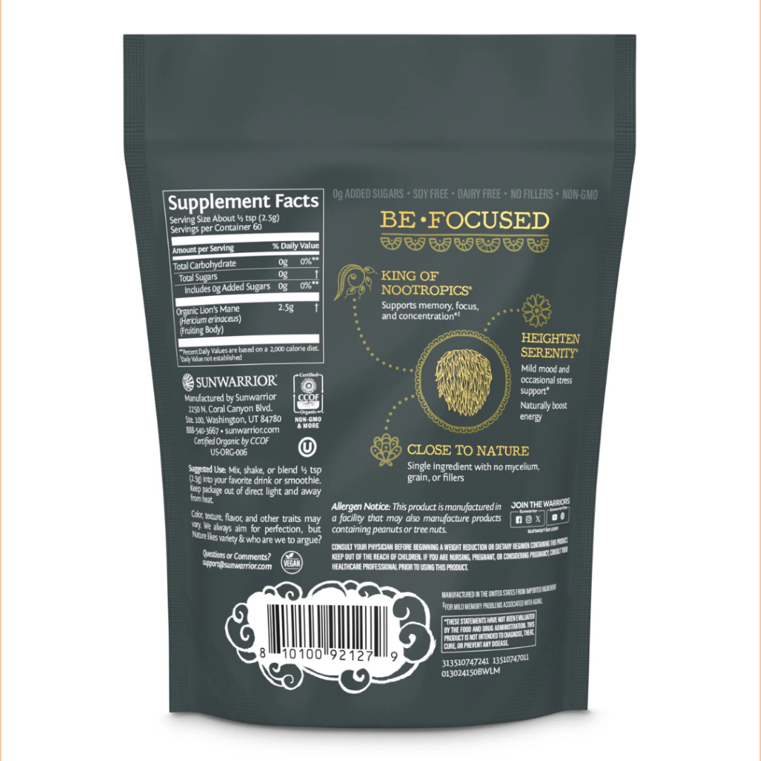 Be Well Organic Lion's Mane Mushroom Powder Drink Mix