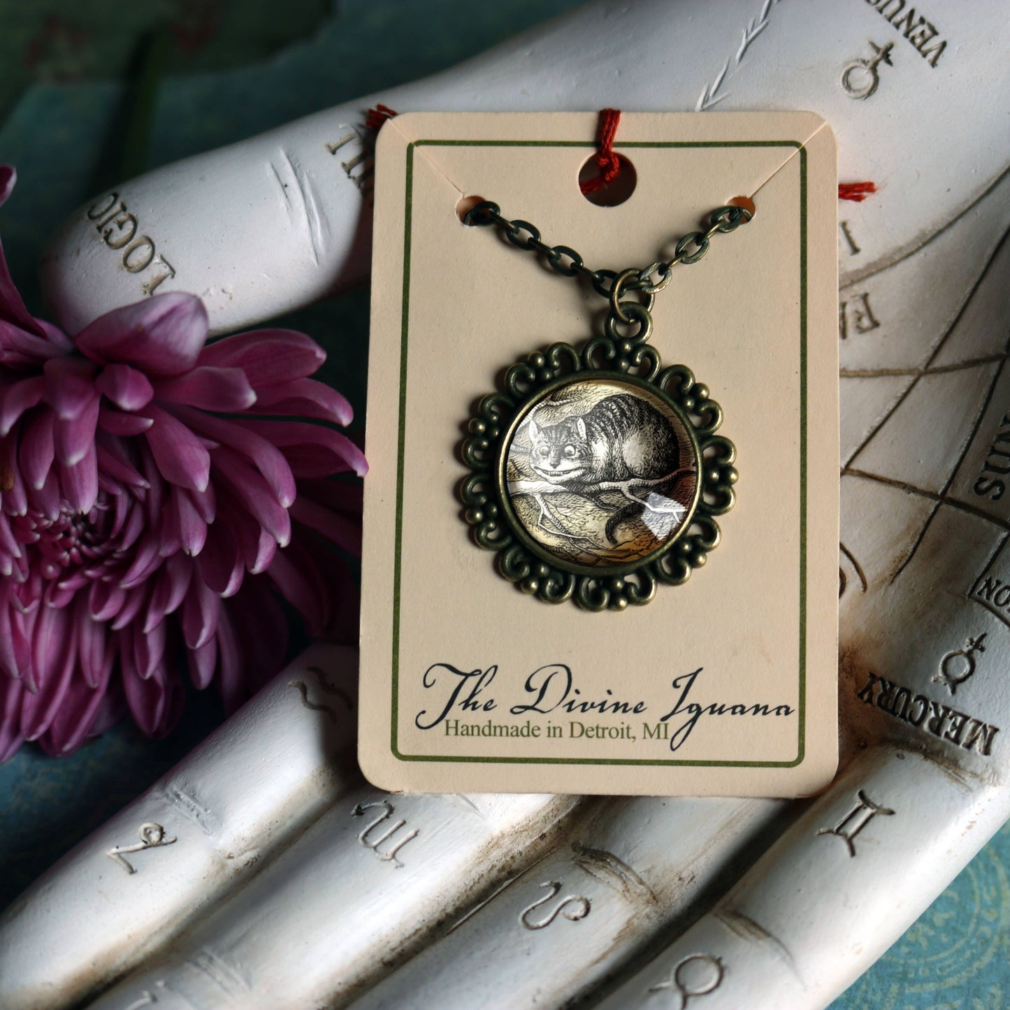 Necklace ~Alice in Wonderland Victorian Cheshire Cat Pendant