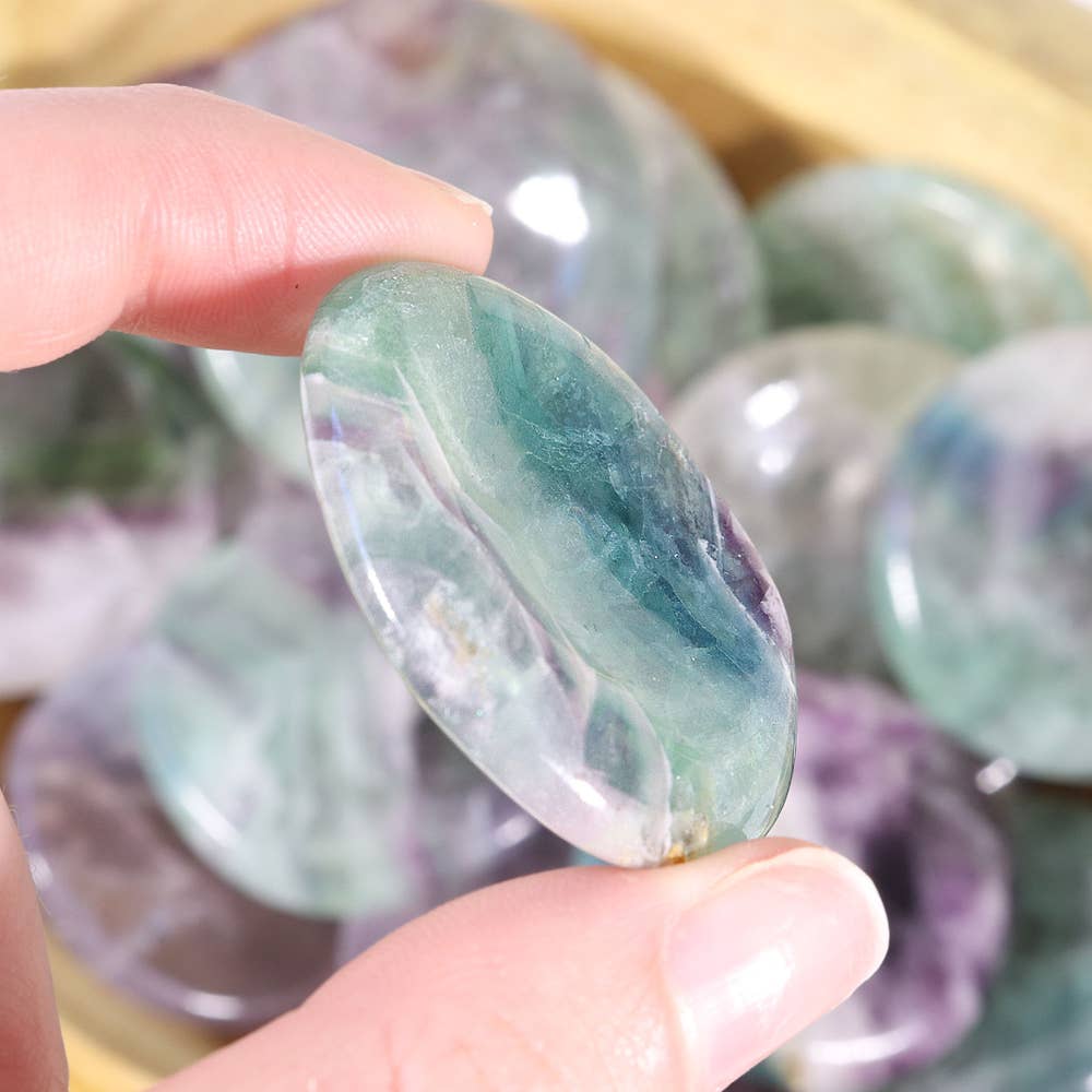 Rainbow Fluorite Worry Stone - Rainbow Fluorite Thumb Stones