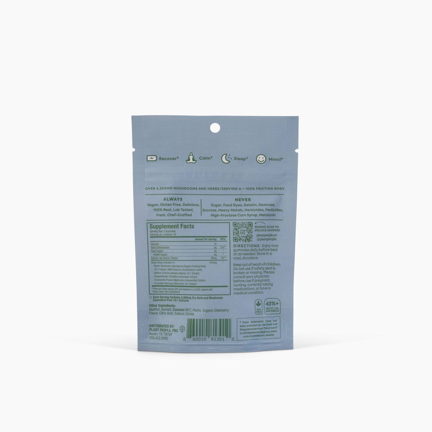 Plant People Grab-n-Go Size: WonderSleep Mushroom Gummies