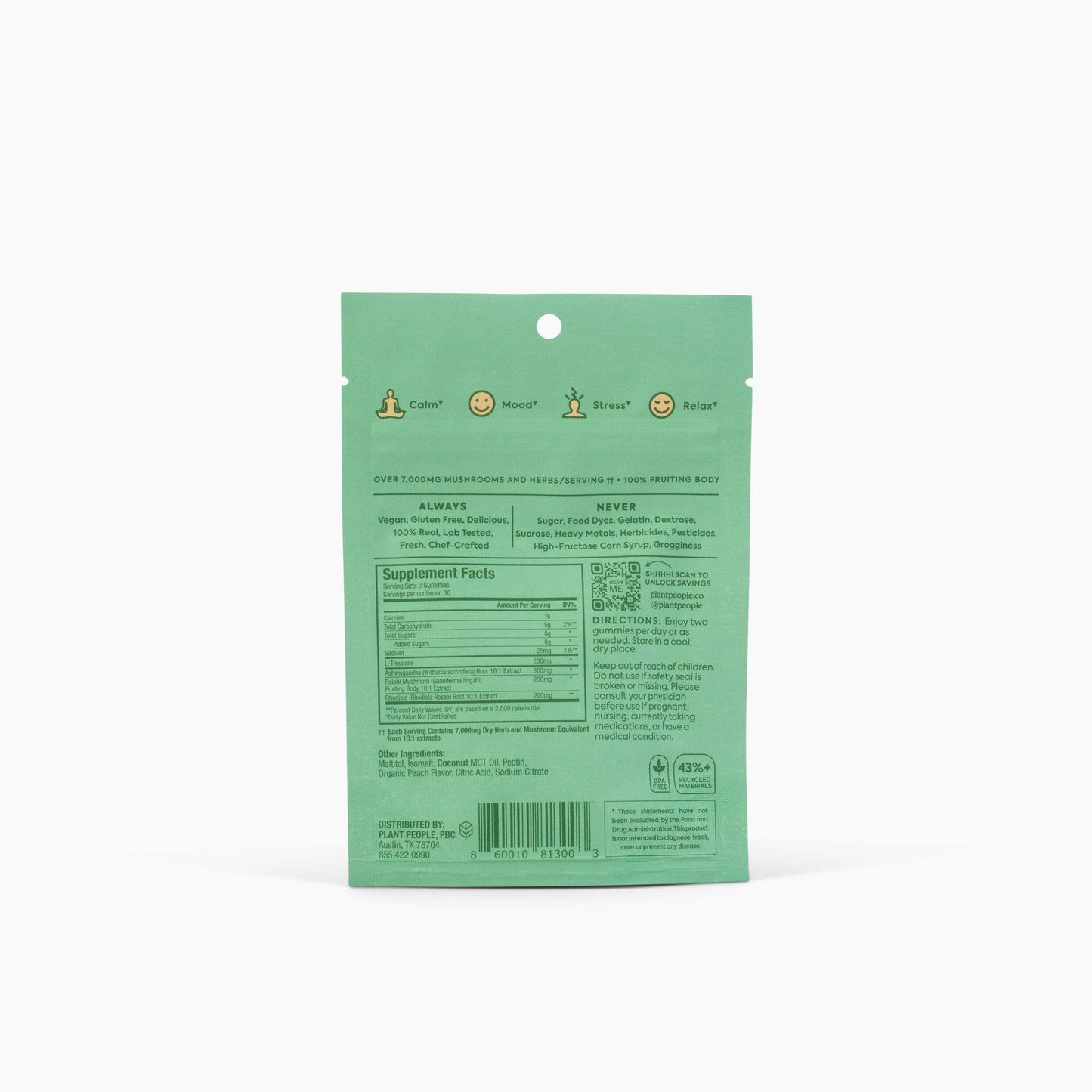 Plant People Grab-n-Go Size: WonderCalm Mushroom Gummies