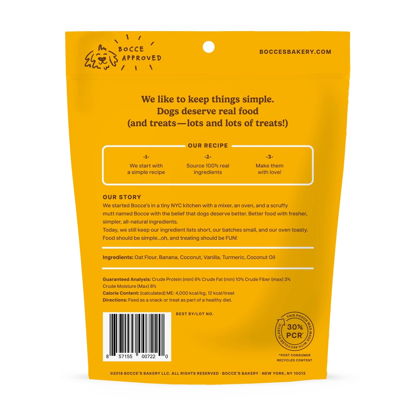 Bocce's Bakery Turmeric Latte Biscuit Dog Treats 5oz