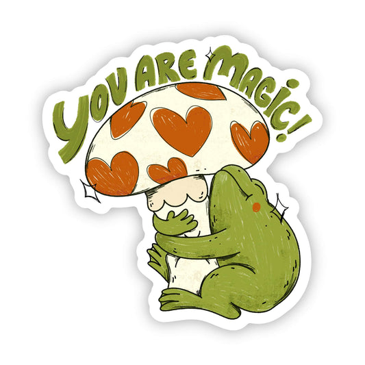 Sticker "You are magic" mushroom and frog