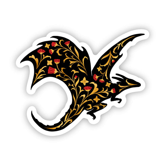 Sticker Gold & Red Flower Dragon