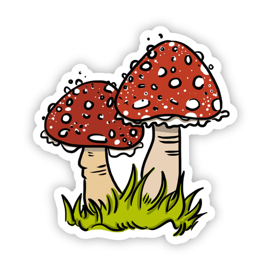 Sticker, Red Colorful Mushroom Pair