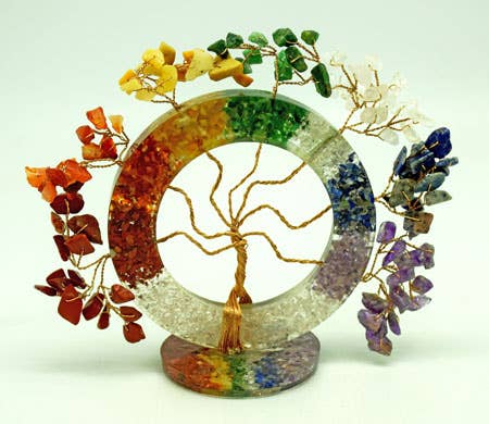 Tree of Life Design surrounded by Chakra Crystals