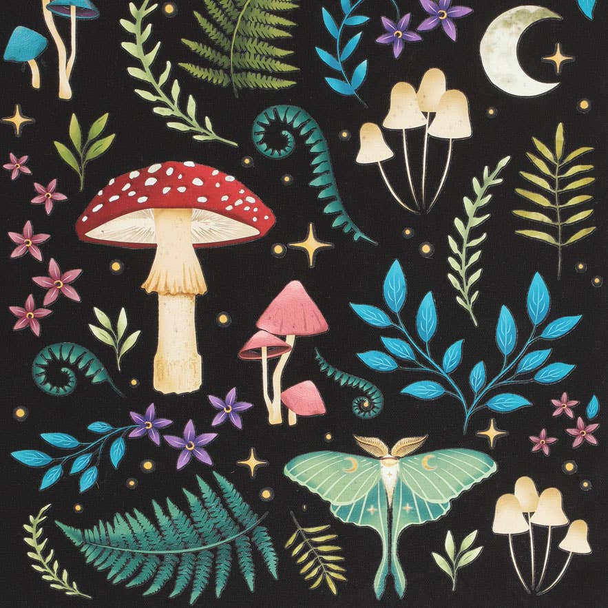 Tote Bag Dark Forest Print Polycotton