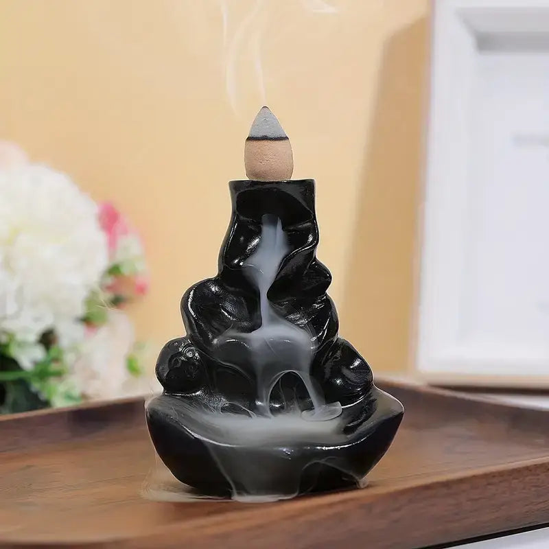 Incense Holder, Mini Resin Ceramic Waterfall Meditation Aroma