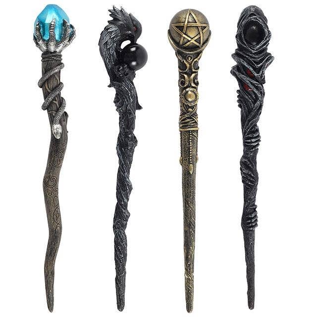 Wiccan Witch and Wizard Wand Display with 8 Wands