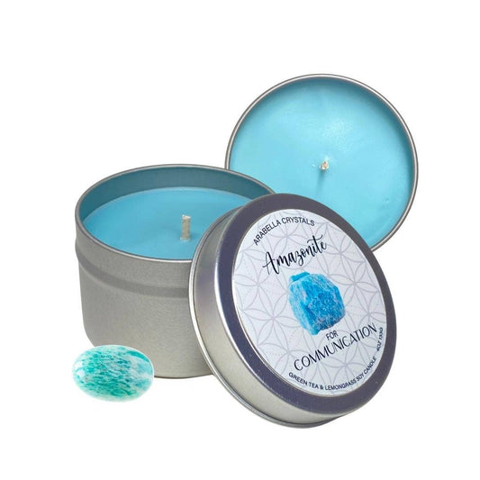 Candle Tin, Amazonite Crystal