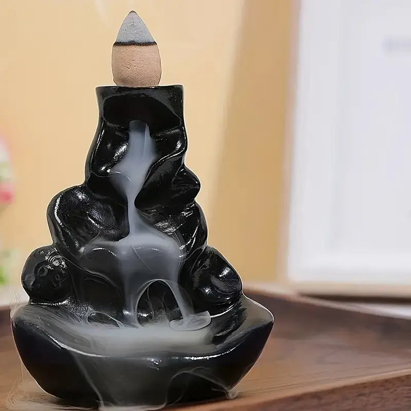 Incense Holder, Mini Resin Ceramic Waterfall Meditation Aroma