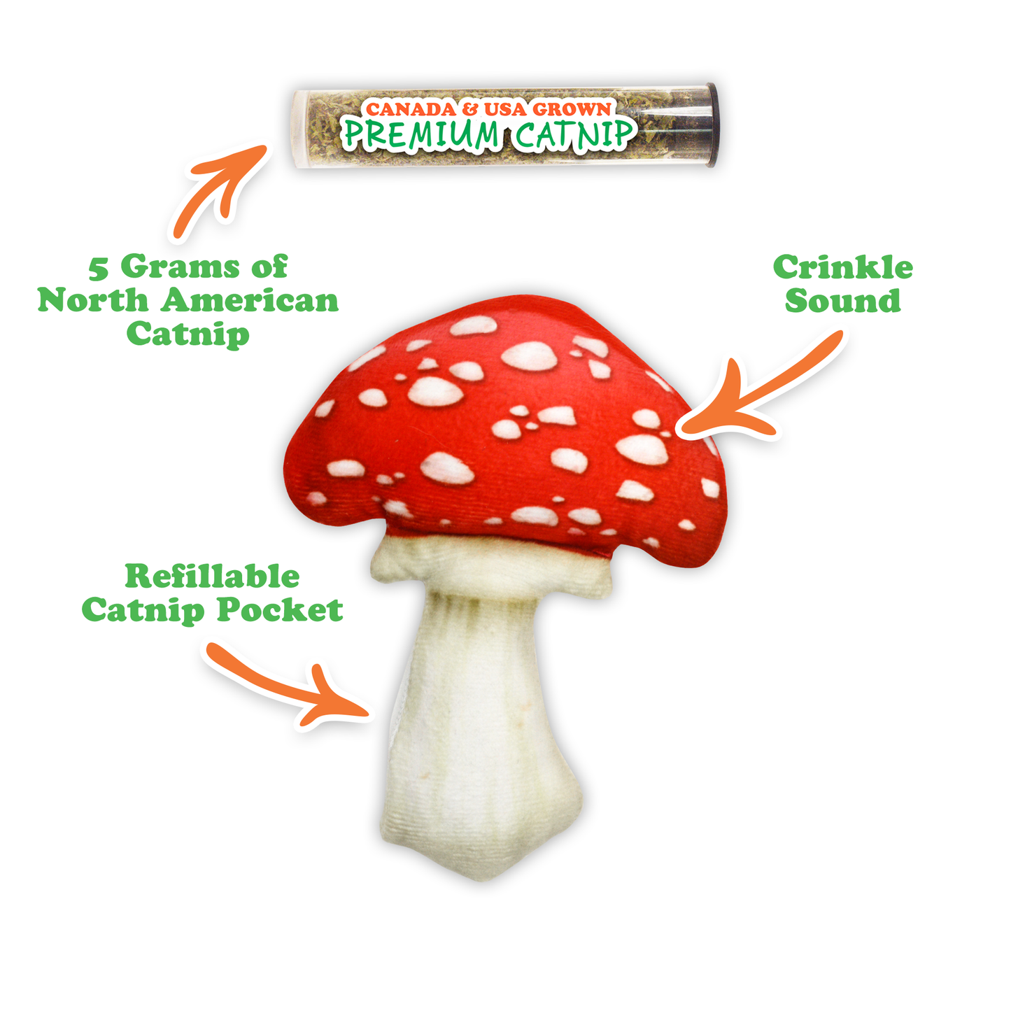 Cat toy, Get Sprung Refillable Mushroom