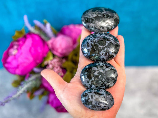 palm stones, INDIGO GABBRO, Mystical Merlinite