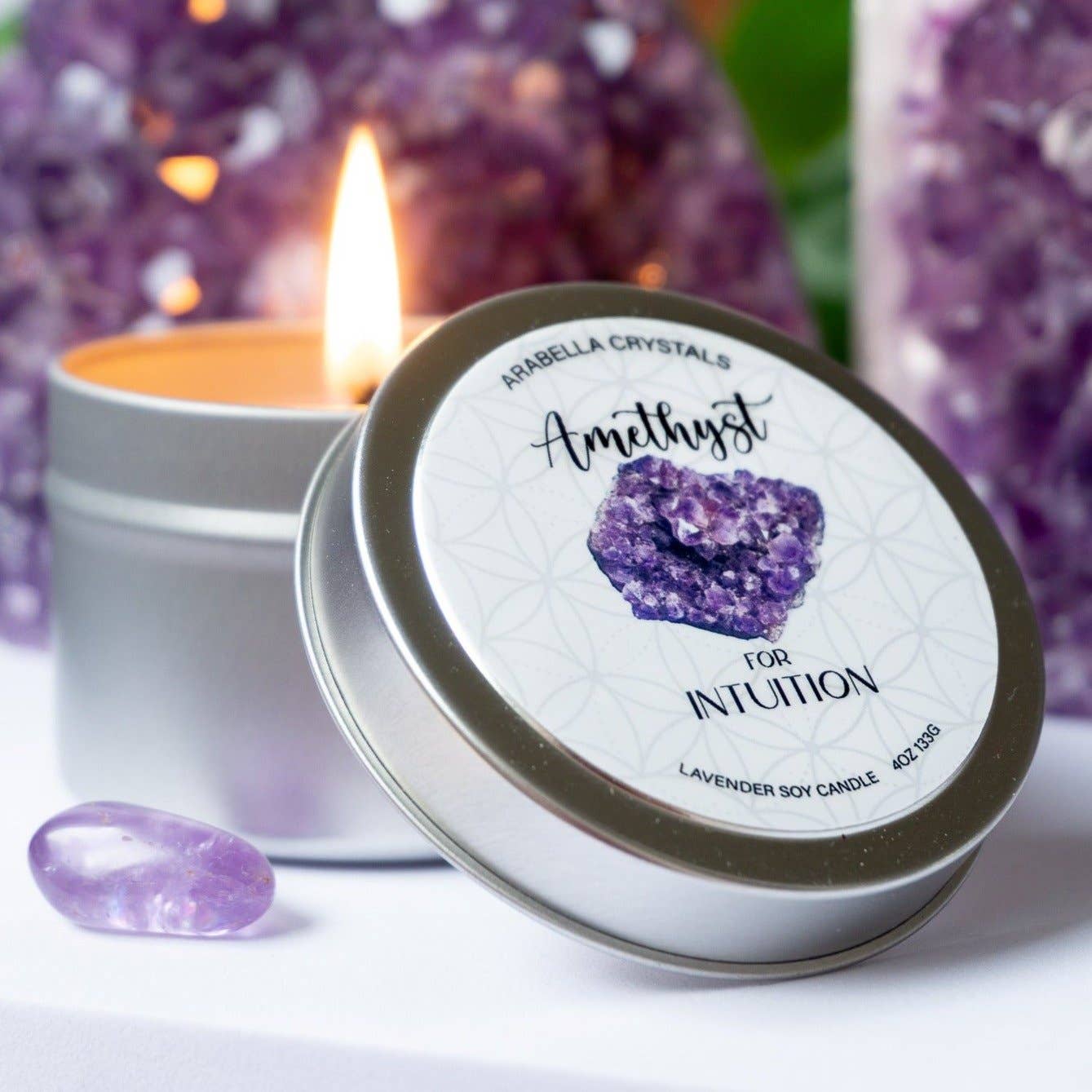 Candle Tin, Amethyst Crystal