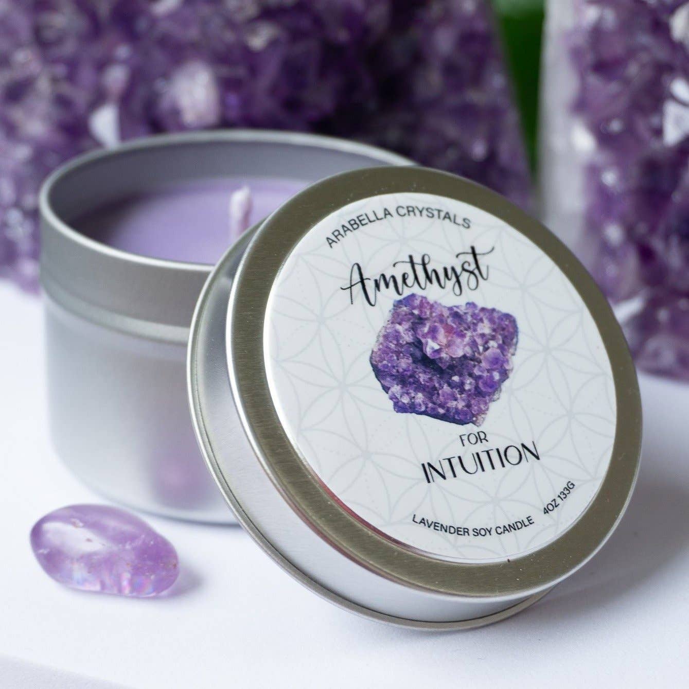 Candle Tin, Amethyst Crystal