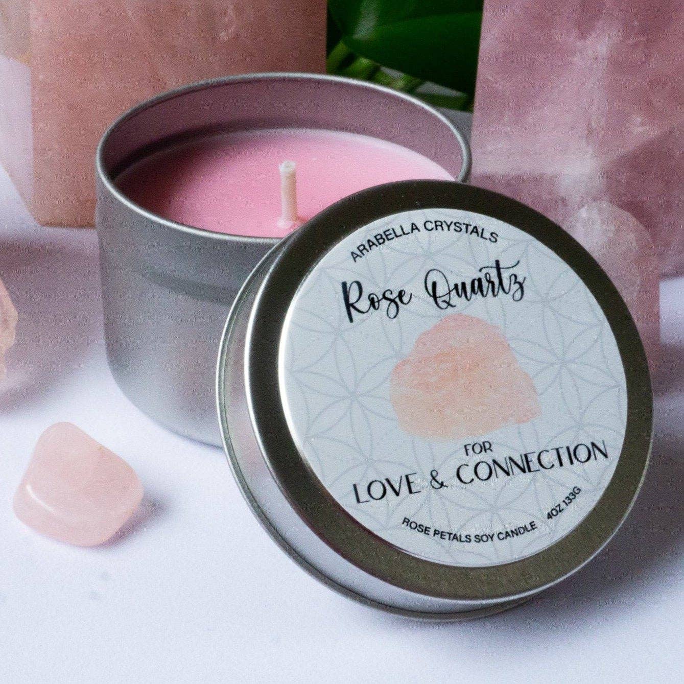 Candle Tin, Rose Quartz Crystal