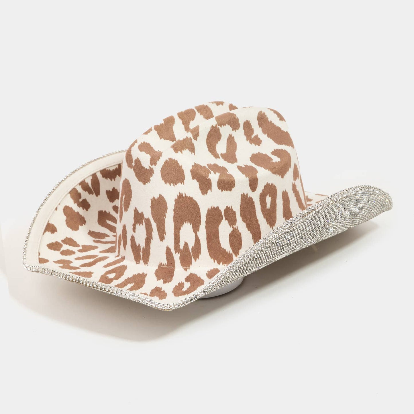 Z~ Cowboy Hat Leopard Print Rhinestone Trim