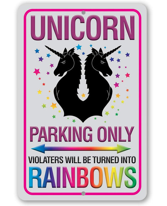 Metal Sign, Unicorn Parking Only -