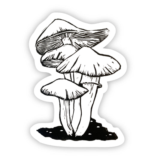 Sticker, Mushrooms Nature (Black and White)