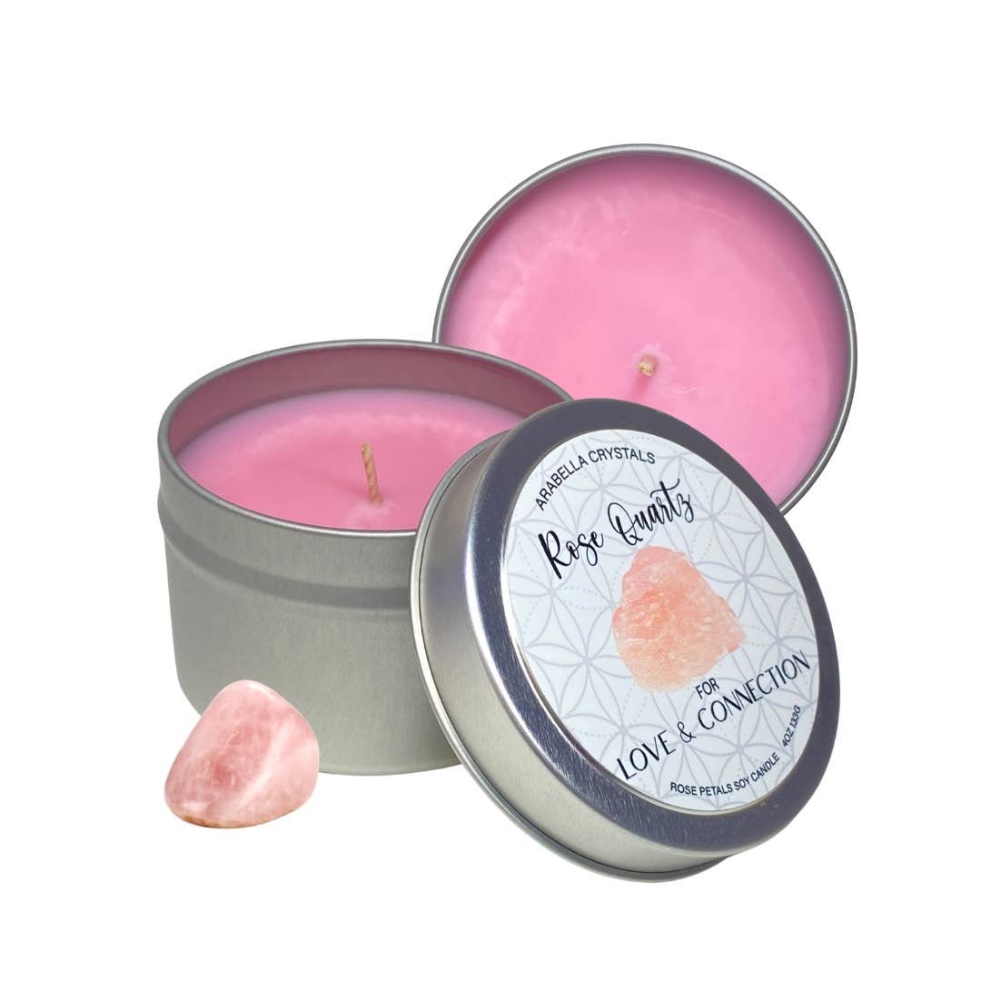 Candle Tin, Rose Quartz Crystal