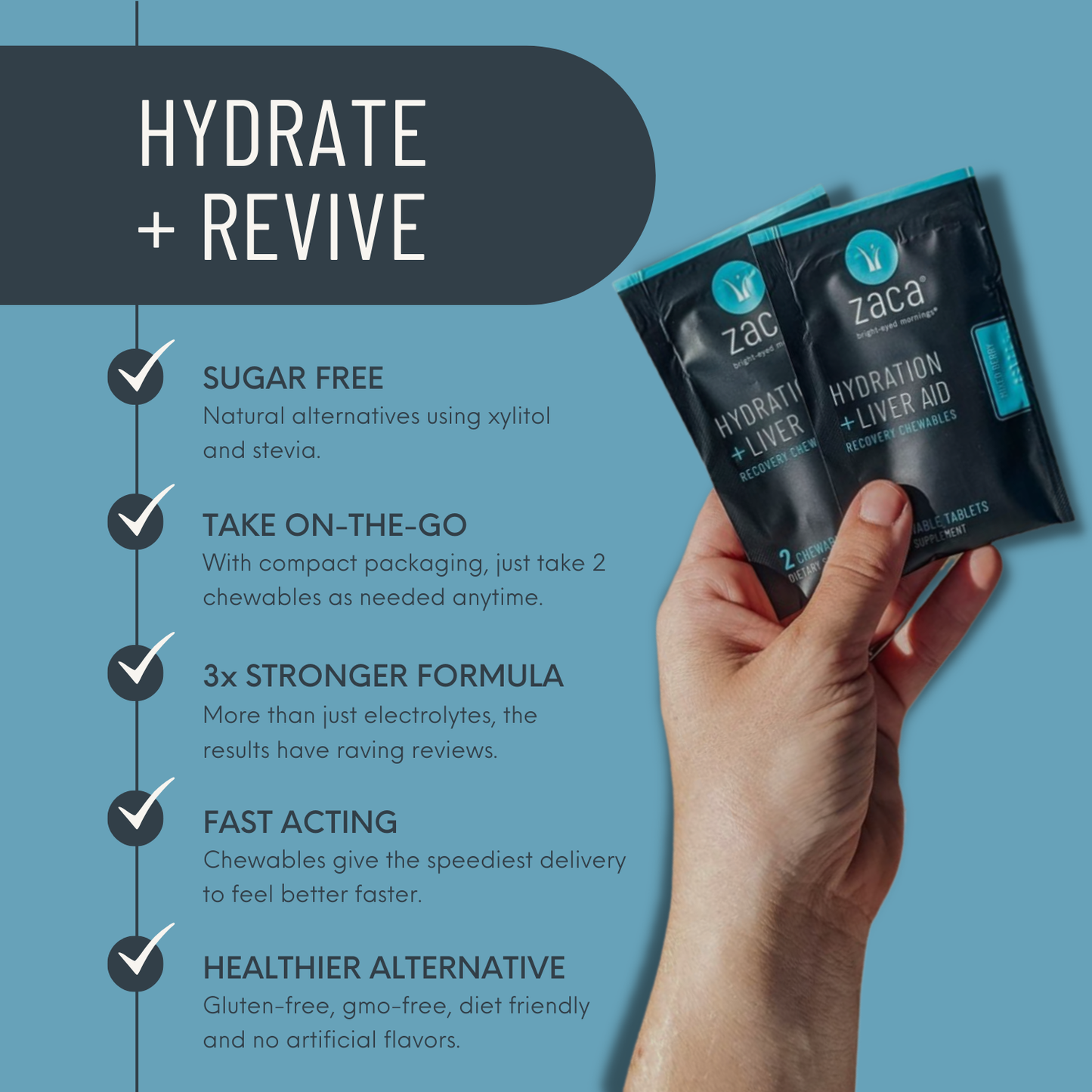 Zaca, Hydrate + Revive Chewable - Mixed Berry