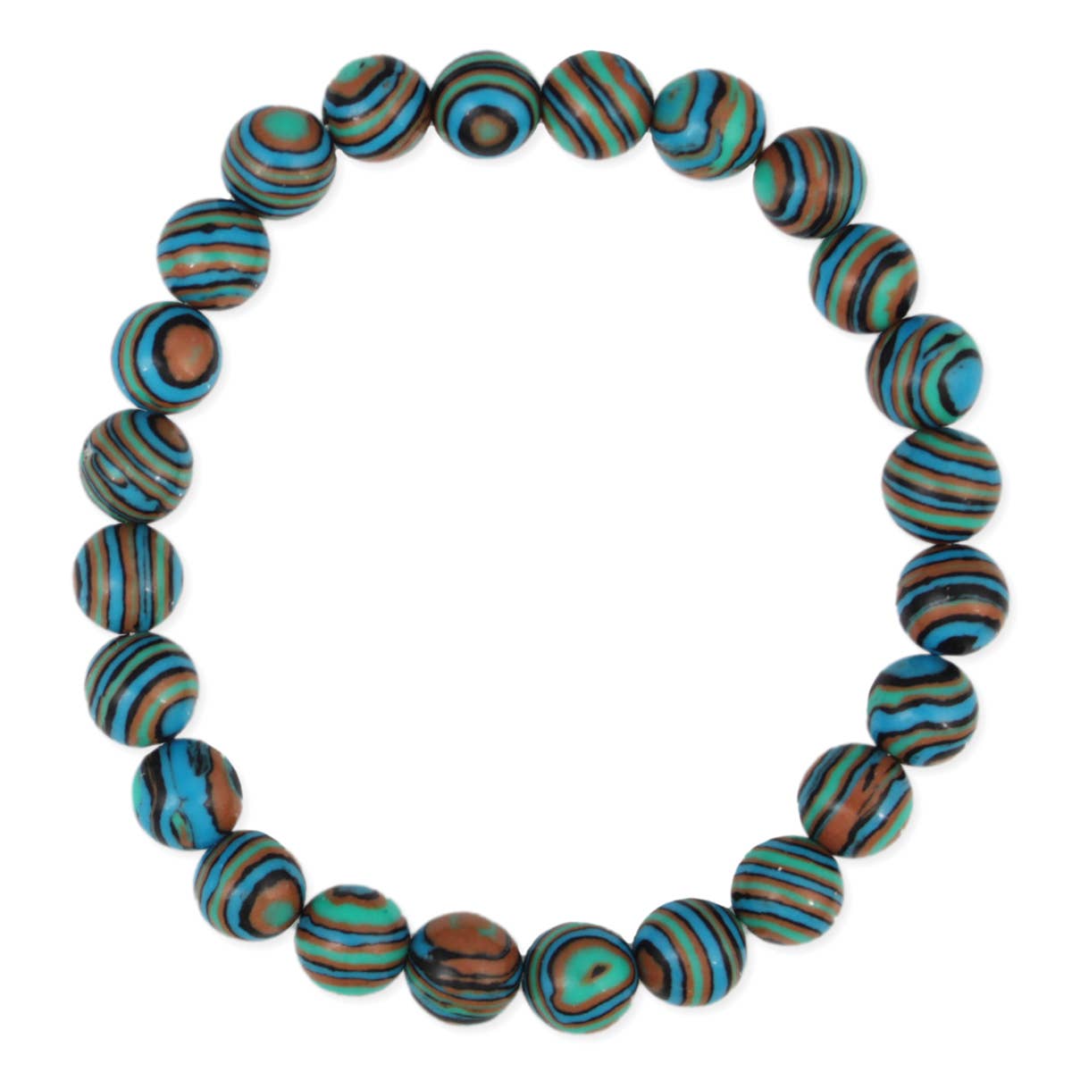 Calm Ocean Blue Striped Stone Bead Bracelet