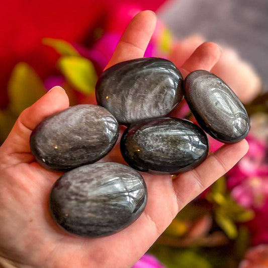 Palm Stones, Silver Obsidian